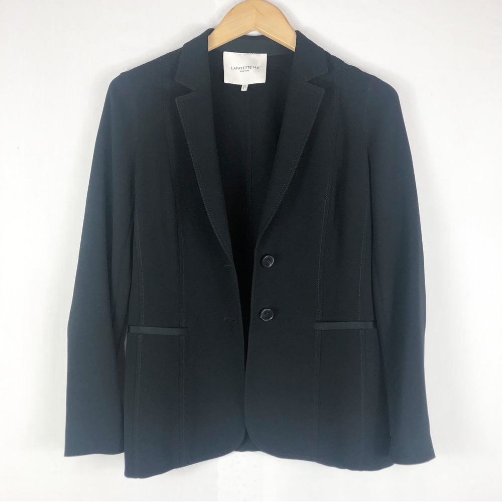 Lafayette 148 New York Rozella Double Button Blazer | Black | Size 0
